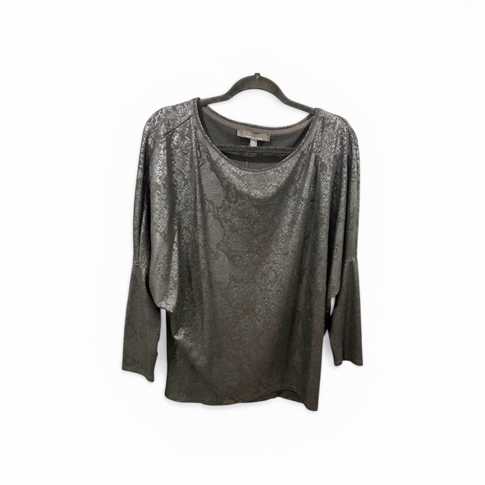 White House Black Market Metallic Charcoal Long Sleeve Dolman Top